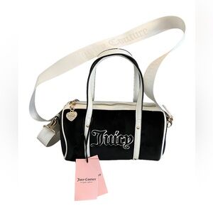 NWT JUICY COUTURE QUEEN OF EVERYTHING VELOUR BARREL SATCHEL/CROSSBODY BAG